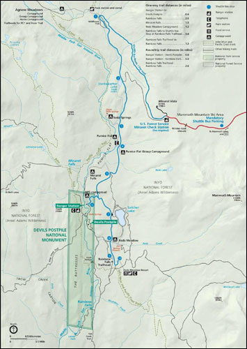 Devils Postpile National Monument, California Map