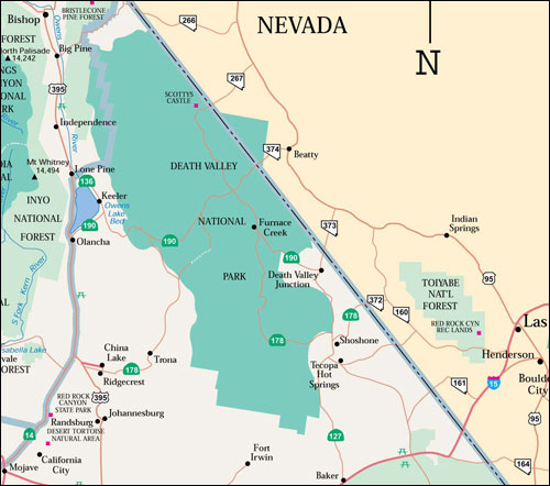 Death Valley National Park, California Map
