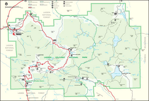 Lassen Volcanic National Park, California Map