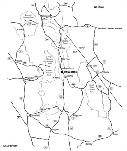 Manzanar National Historic Site, California Map