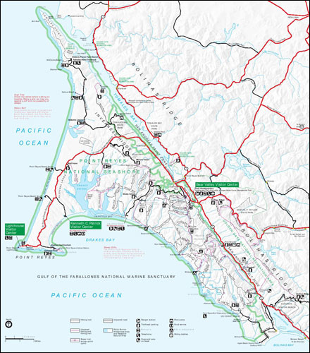 Point Reyes National Seashore, California Map