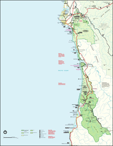 Redwood National and State Parks, California Map