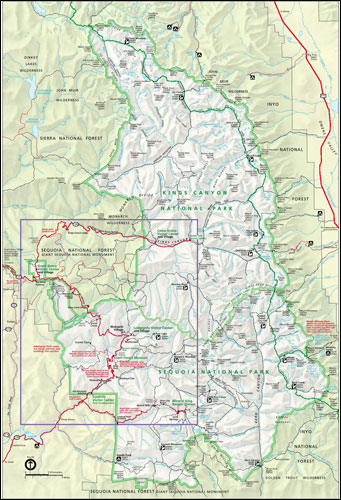 Sequoia & Kings Canyon National Parks, California Map