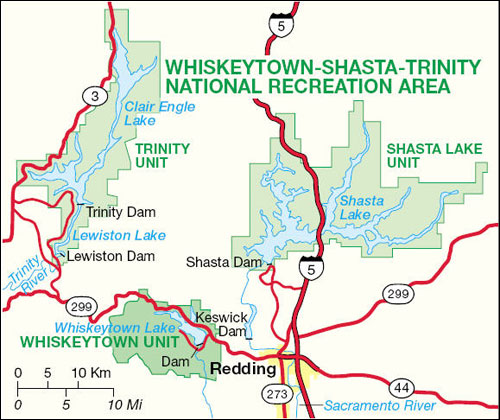 Whiskeytown National Recreation Area, California Map