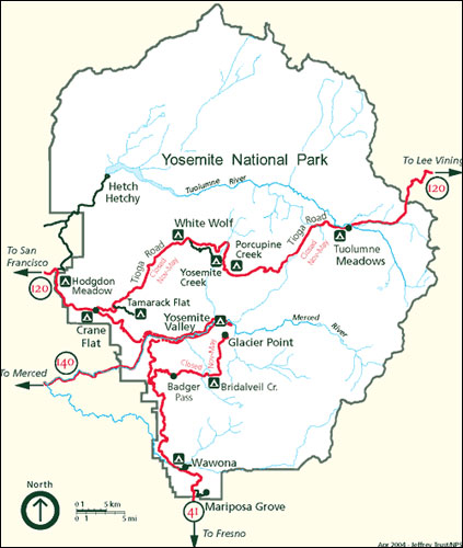 Yosemite National Park, California Map