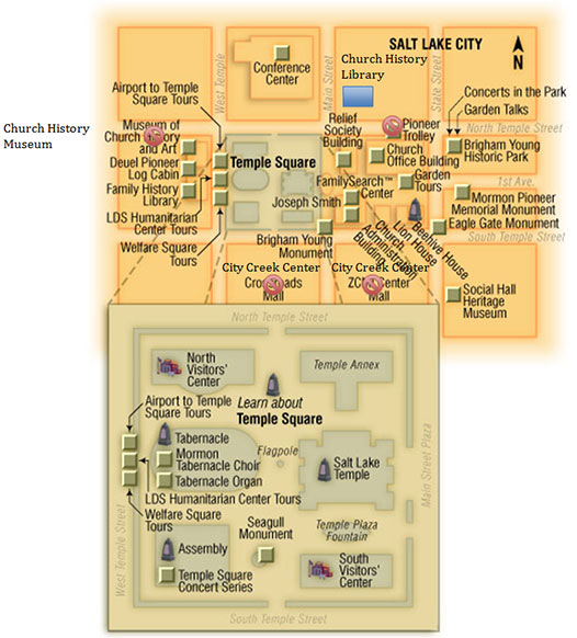 Map of Temple Square in Salt Lake City